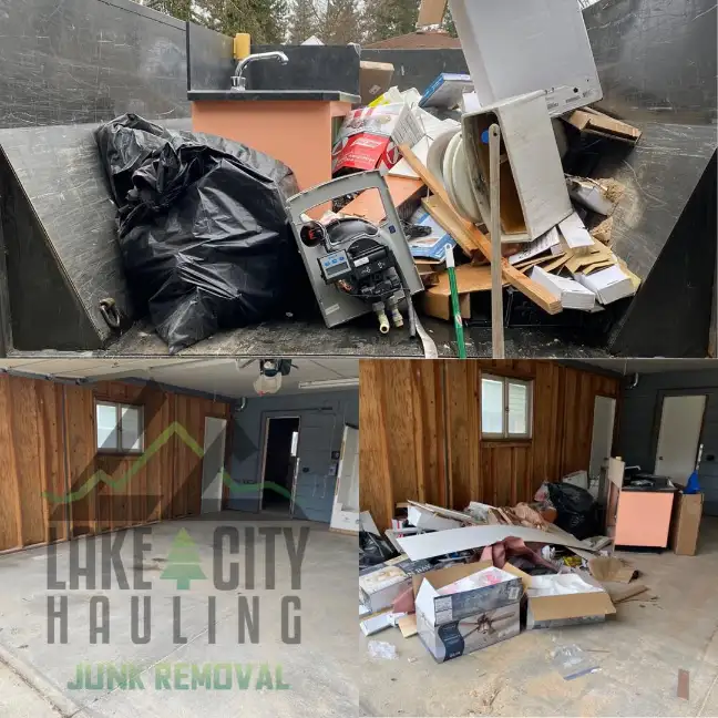 garage hoarder cleanouts, construction debris cleanup, junk removal services near me, coeur d'alene, north idaho, lake city hauling